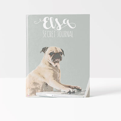 Custom journal cover with pop art of pug dog