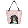 Pink Poster custom dog art on large tote bag