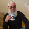 Happy man with his custom Pink Poster mug