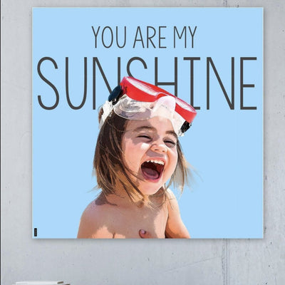 Custom kid canvas of happy little girl having fun at the the beach