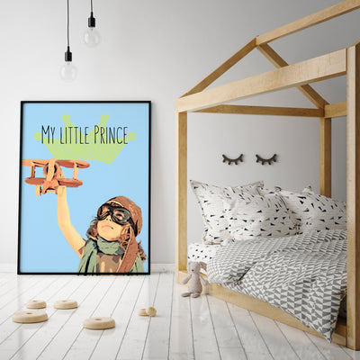 pop art frame - Custom art of kid in a Scandinavian style bedroom